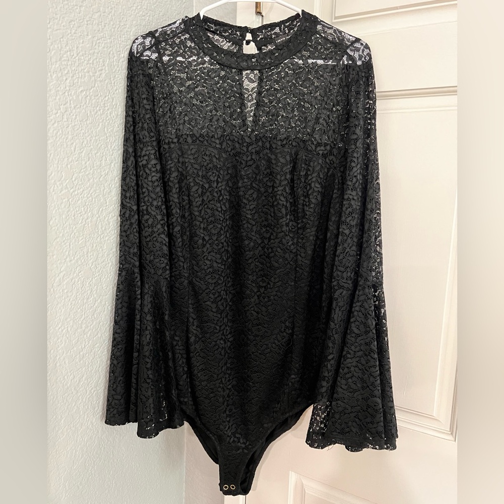 Torrid Insider Collection Black Lace Long Sleeve Bodysuit